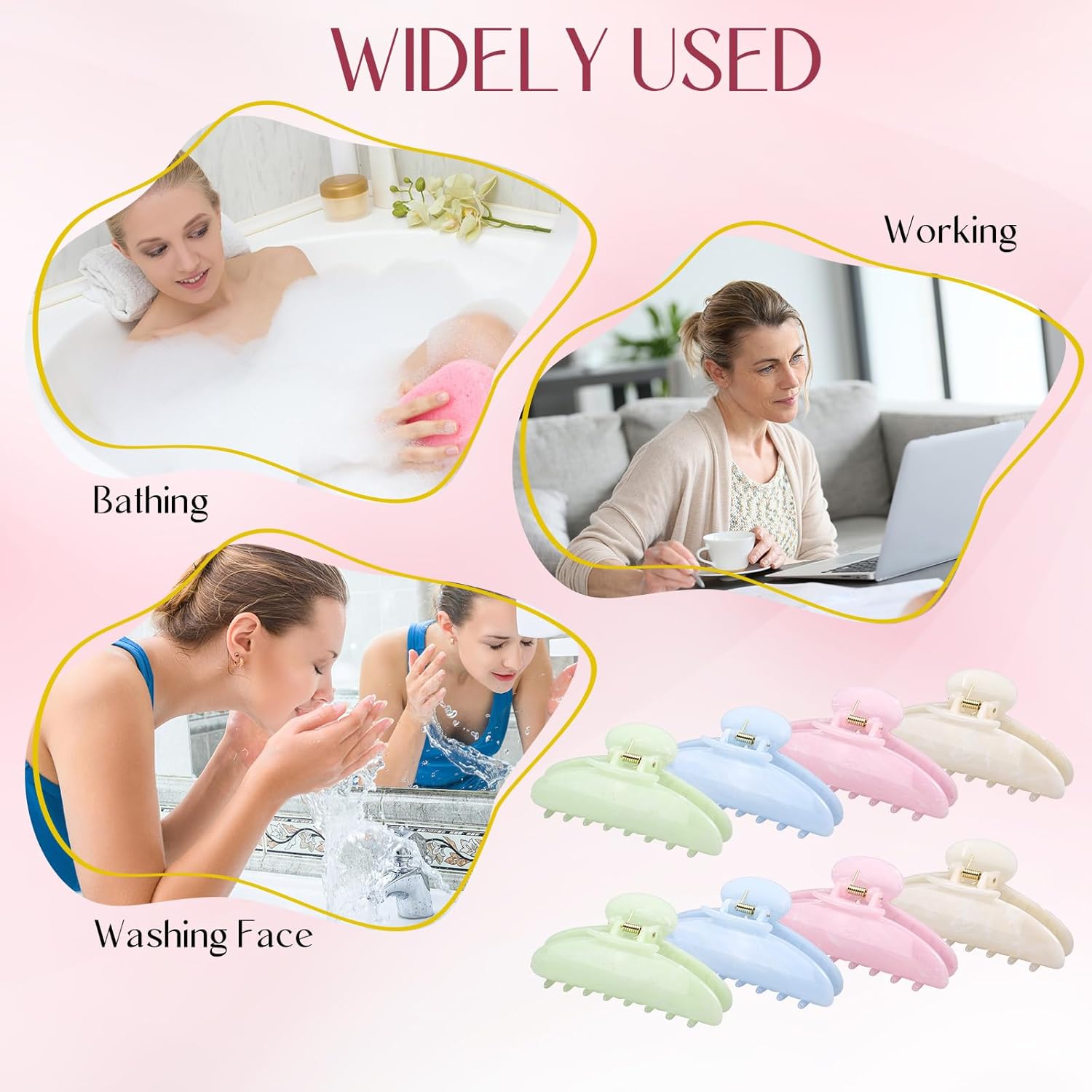 Knitgrip 20 Pcs Hair Claw Clips for Women Acrylic Claw Clips Bulk for Thin Hair Nonslip Clip for Hairs Large Claws Hairs Accessories French Stylish Barrettes for Women Girls (Sparkle 4 Colors)