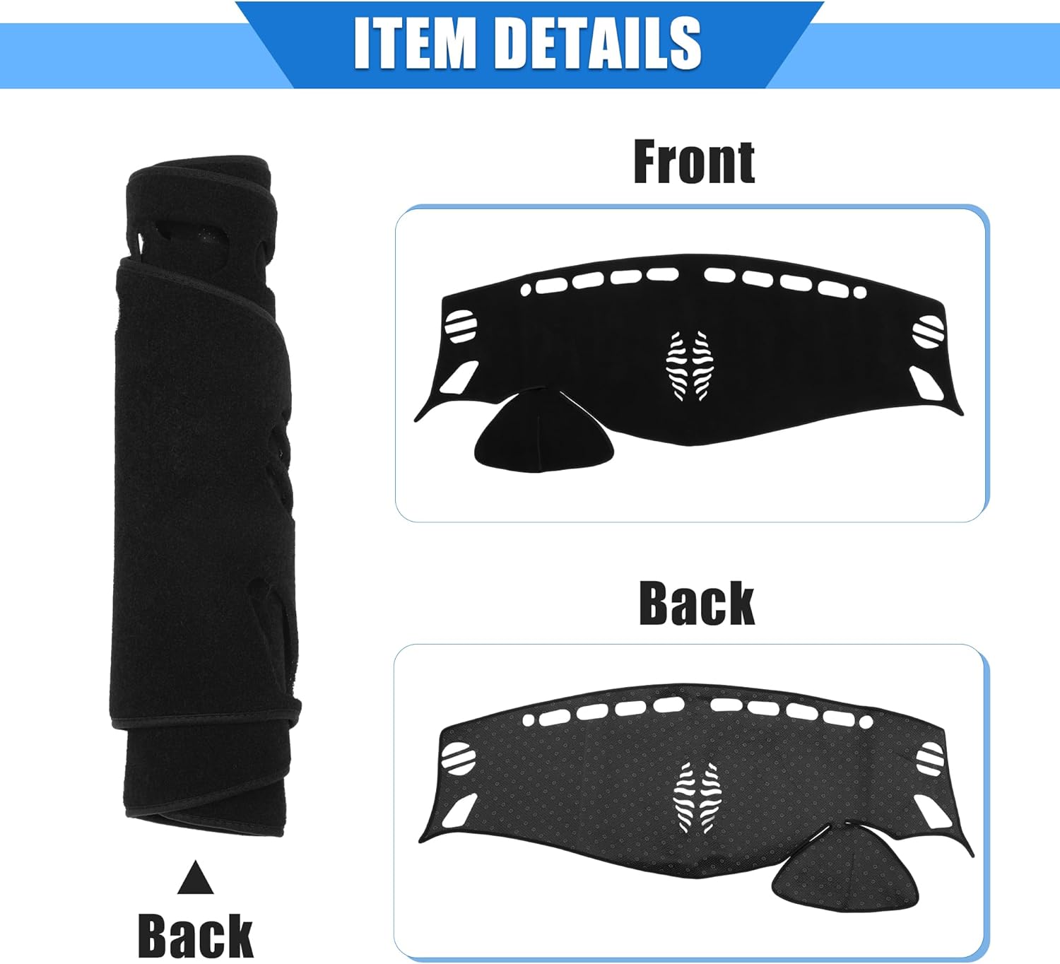 Car Dashboard Cover Compatible for Nissan Murano 15-19, Protective Polyester Black Center Console Interior Trim Dash Cover Mat Pad