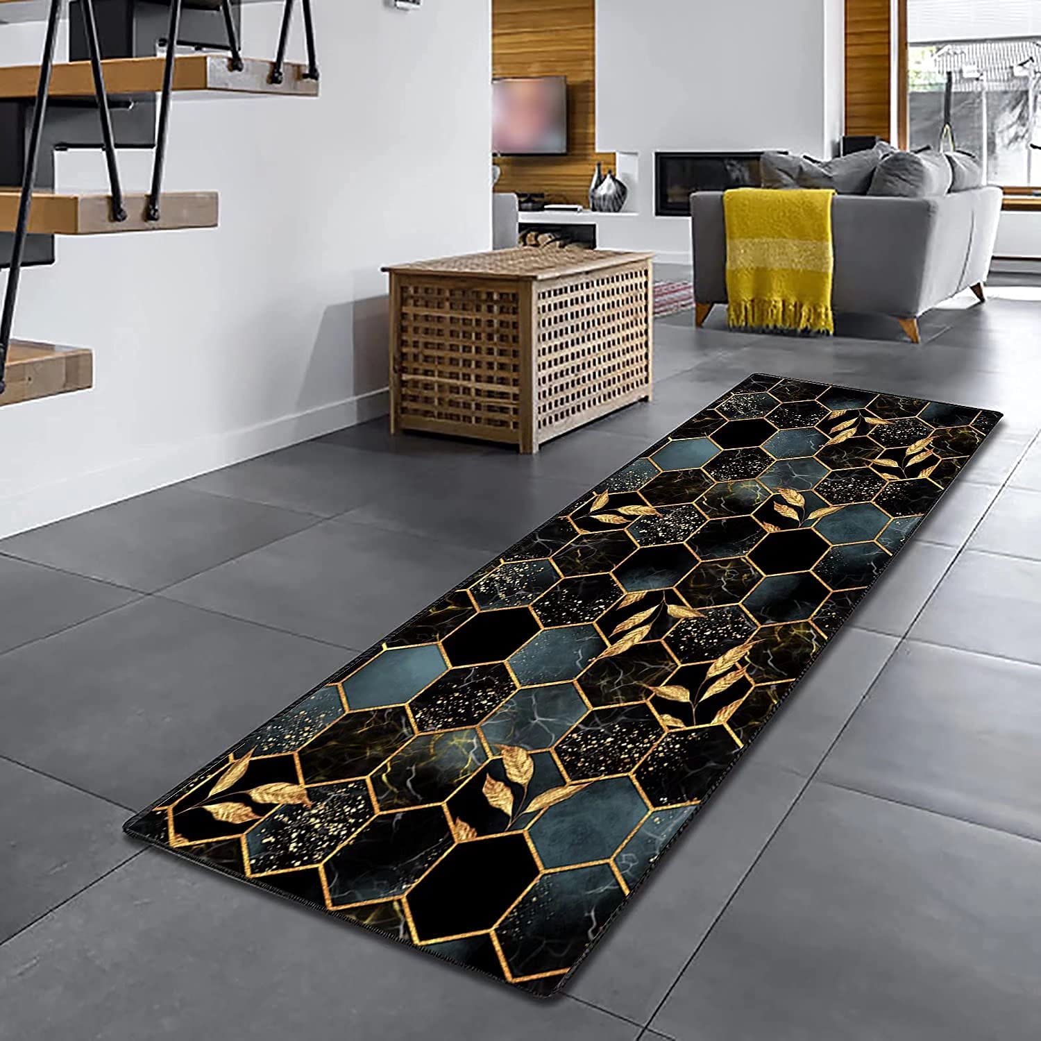 DTUQYX Tappeto Passatoia 90x140cm Antiscivolo Lavabile Antimacchia Durevole Motivo Geometrico Cucina Tappeti Runner Adatto Per Bagno, Soggiorno, Camera Da Letto, Sala Da Pranzo, Corridoio