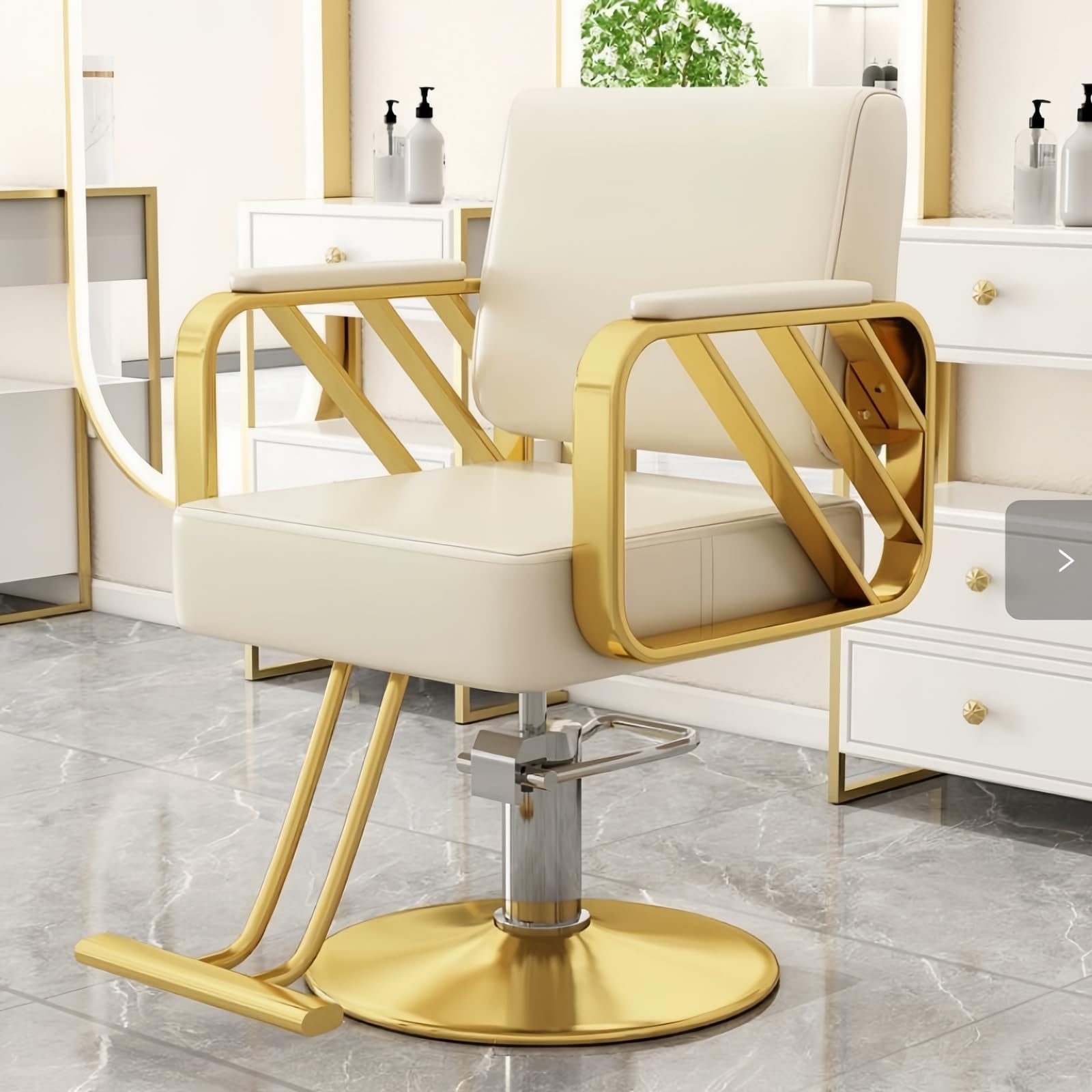 Fotel fryzjerski do stylizacji włosów, fotel salonowy do domu, hydrauliczny fotel barberski ciężkiego typu, wyposażenie fryzjerskie do spa i kosmetologii,Off white,circular disk