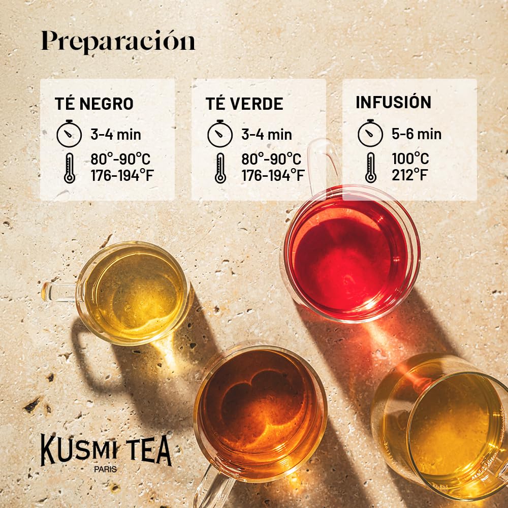 Kusmi Tea - Surtido de Té para Regalo para Mujer o Hombre - 100% Orgánico - Caja de Infusiones - Té Verde, Negro, Blanco, Hibisco - 9 Sabores, 45 Bolsitas - Set de Descubrimiento Kusmi
