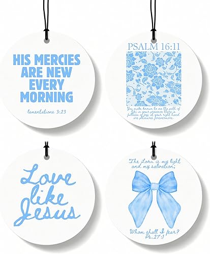 Miniatura 16 de Coquette - Ambientador cristiano para automóvil, 4 unidades, retro verde salvia, ambientador colgante religioso para autos, armario, cajón, libros,