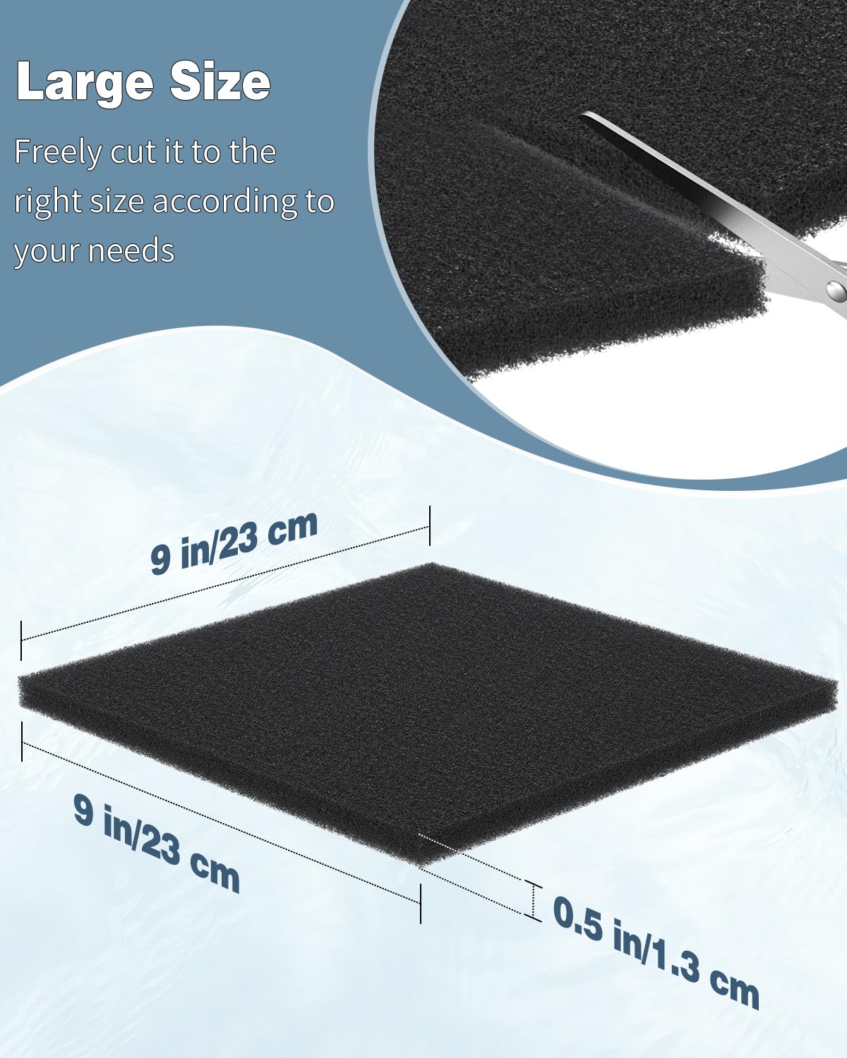 Pawfly 2 Pack Aquarium Bio Sponge Filter Media Pad, 40 PPI Filter Foam Sponge Pads Cut-to-Size Foam for Fish Tank Filters Sumps Ponds Hydroponics, 9