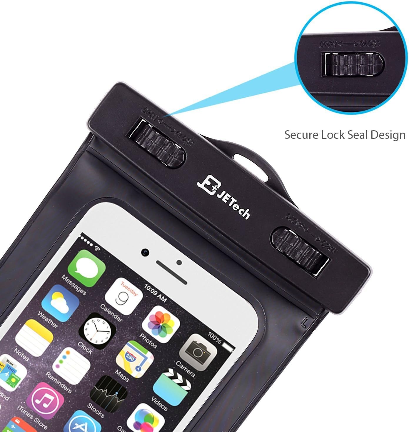 JETech Waterproof Case, with Armband, Universal Waterproof Case Bag Pouch for iPhone 6s/6/5/4, Samsung Gaxaly Note 5/4/3/2, S6-3241