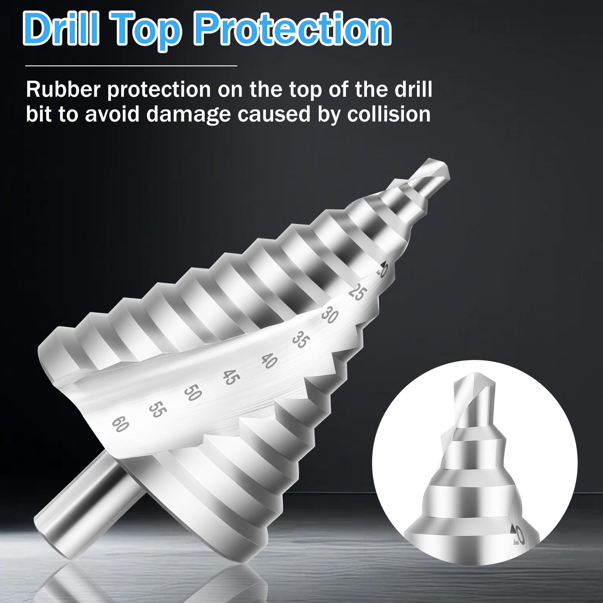 JIZZU Step Drill Bit 6-60mm HSS Spiral Cone Hole Cutter - Image 4