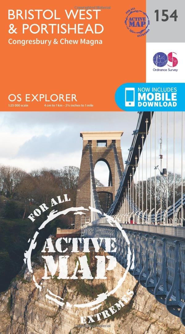 Bristol West & Portishead Map | Weatherproof | Congresbury & Chew Magna | Ordnance Survey | OS Explorer Active Map 154 | England | Walks | Hiking | Maps | Adventure