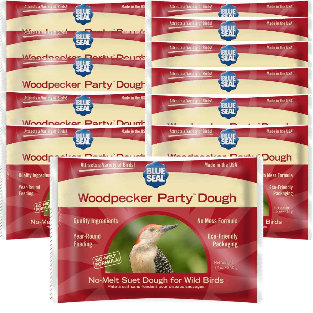 Blue Seal Woodpecker Party Suet Dough Cake | No Mess Wild Bird Suet | Attracts a Variety of Wild Birds | Melt Resistant | Year-Round Feeding | Food