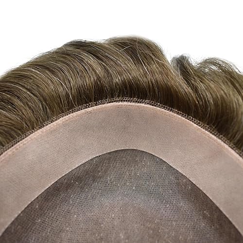 Miniatura 6 de Tupé de cabello humano fino para hombre, revestimiento de poliéster alrededor de una pieza de pelo de tupé de aspecto natural para hombres, protesis