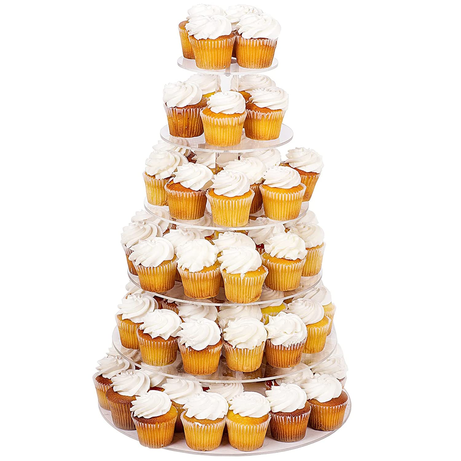Présentoir Cupcake, 6 Etages Presentoir Gateau pour Mariage, Bébé Fête & L'après-midi Thé, 4mm Épaisseur Acrylique Dessert Tour Support for Muffin et Gâteau, Diamètre 16"/14"/12"/10"/8"/6"