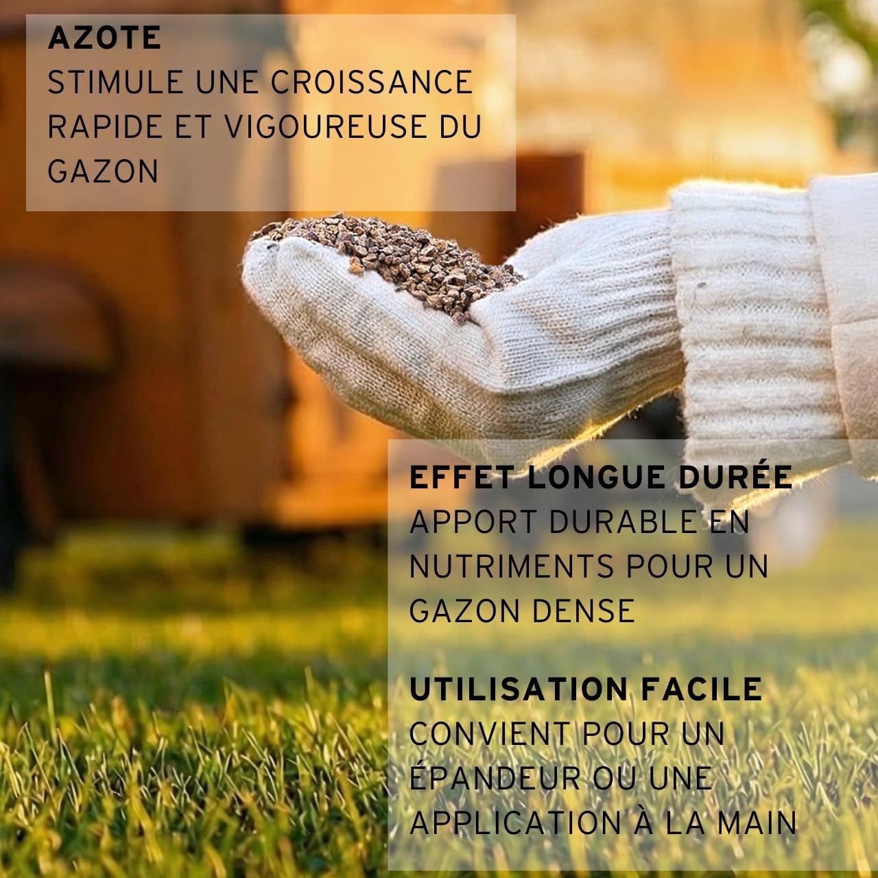 FUXTEC Engrais gazon printemps été FX-RDFS5 5 kg rendement 250m2 fertilisant pelouse organo-minéral NPK 12+3+5 azote à libération progressive magnésium et soufre granulés fins