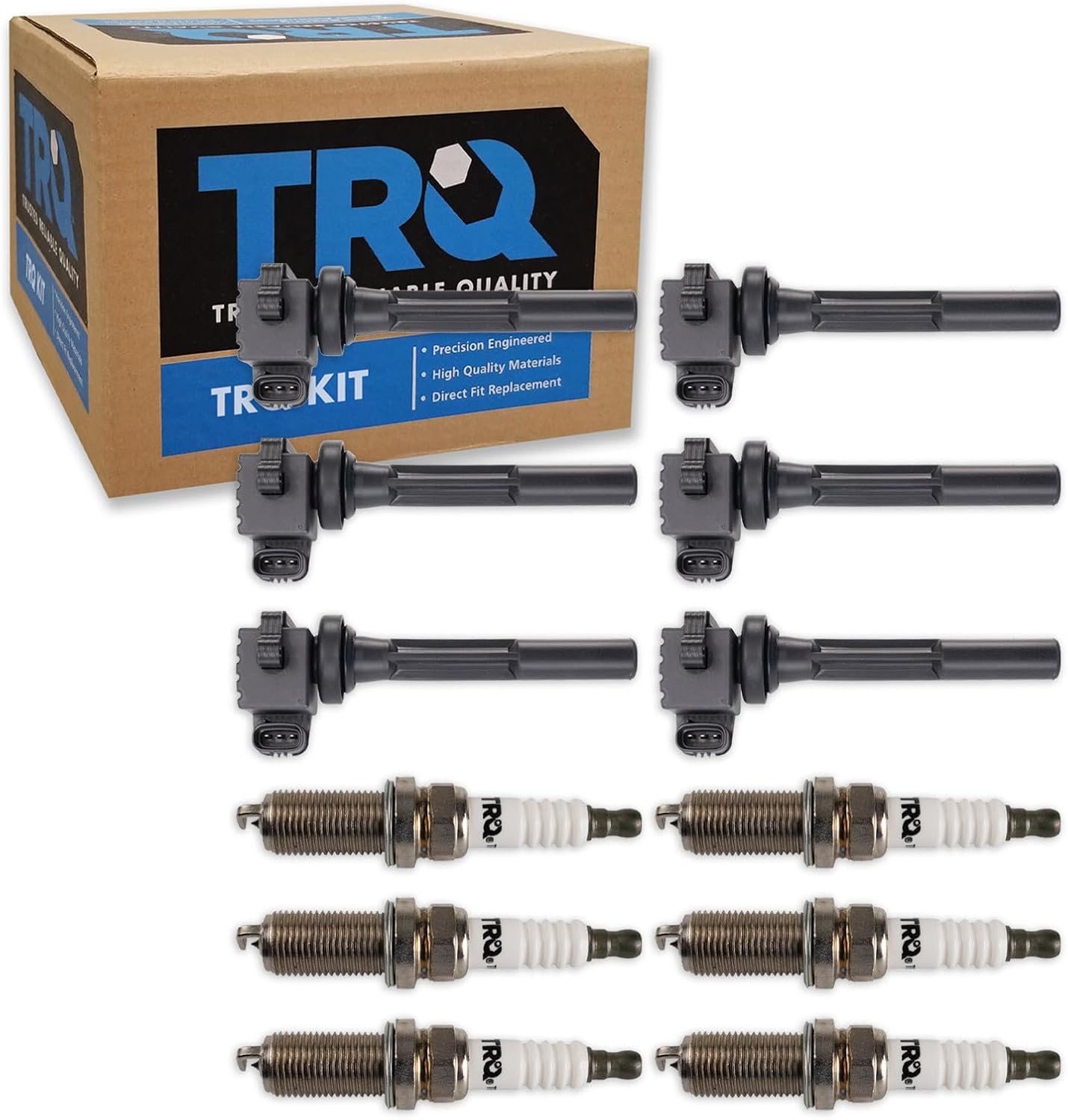 TRQ Ignition Coil and Spark Plug Kit 12 Piece Iridium Spark Plugs Compatible with 1998-1999 Honda Passport 1999 Acura SLX 1998-1999 Isuzu Amigo Rodeo Trooper 1999-2001 VehiCROSS