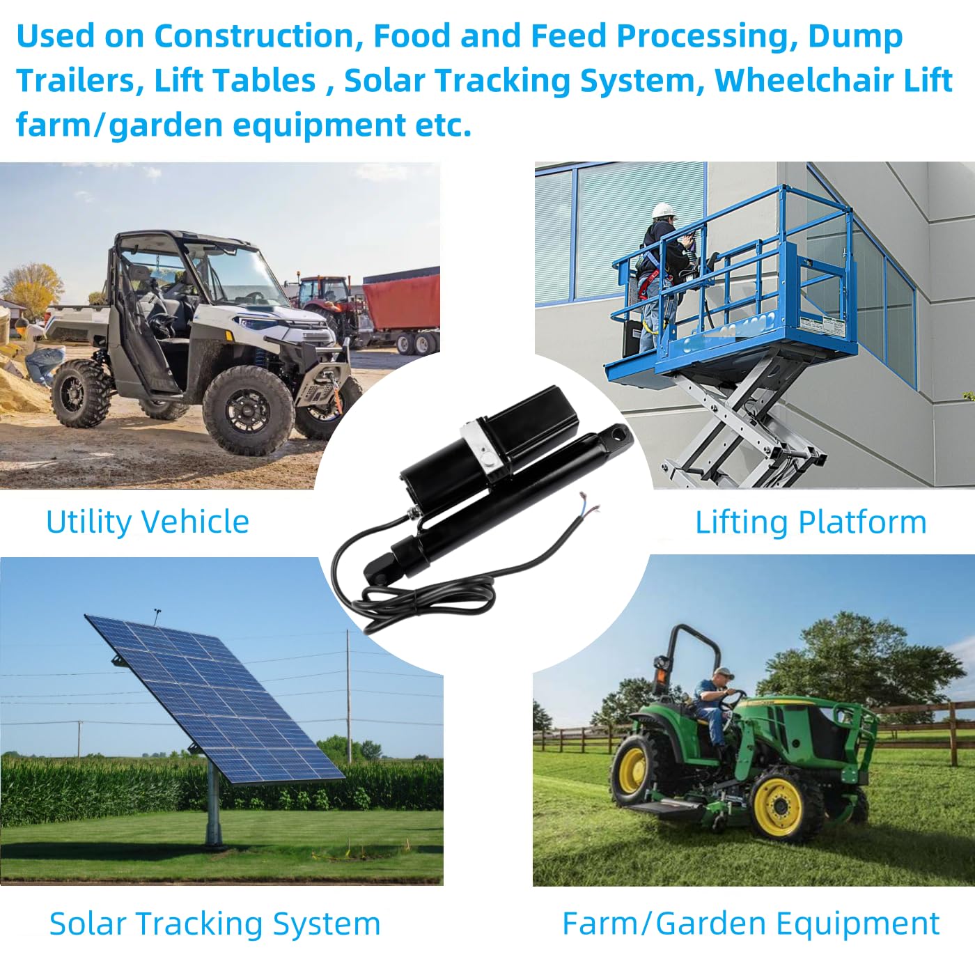 DC 12V 10'' Hydraulic Motor Heavy Duty Electric Linear Actuator 2300LBS Compatible with Dump Trailers, Lift Tables, Solar Tracking System, Wheelchair Lift 10500N/1050KG Hydraulic Power Unit Vahaha