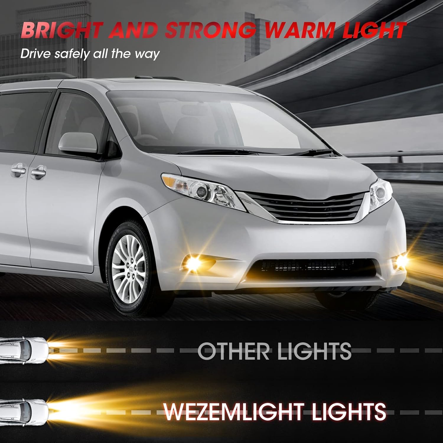Driving Fog Light Assembly For 2011-2017 Toyota Sienna(Base | LE | XLE, Not Fit SE Models) With Chrome Bezel Halogen Bulbs Included Switch And Wiring Kit