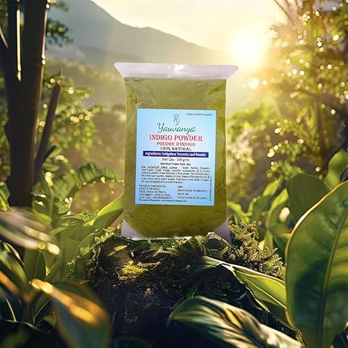 Miniatura 4 de Yauvanya Indigofera Tinctoria (100% natural, libre de químicos, sin amoniaco), color índigo, 3.53 oz (3 paquetes de 3.53 onzas cada uno)