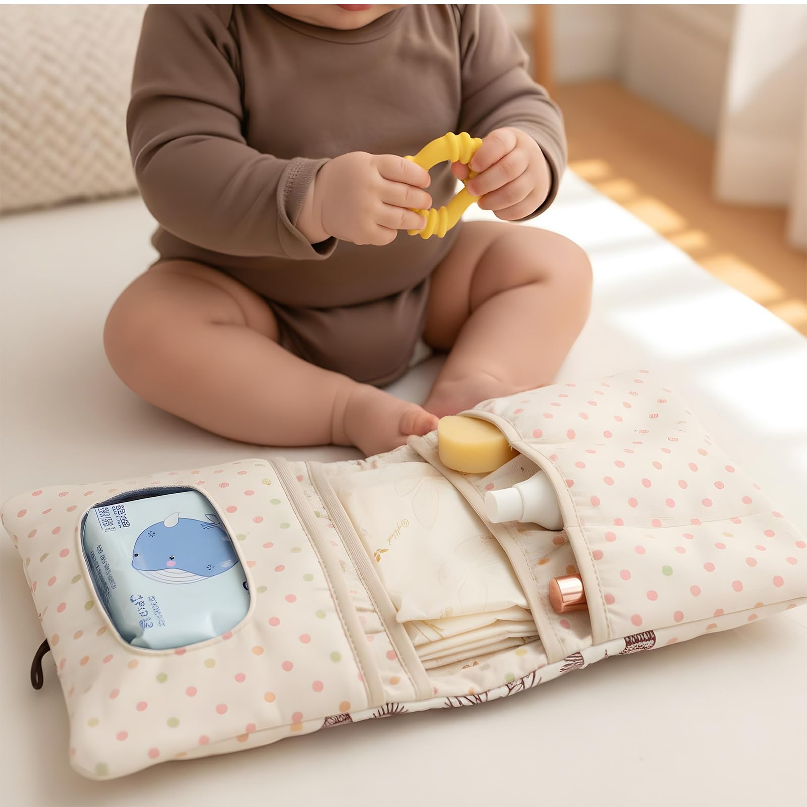 Baby Diaper Bag Organizer and Cosmetic Bag 2 in 1 Travel Diaper Bags, Foldable Compact Stroller Pouch for Newborn Essentials, Travel-Friendly Diapers Bags Insert Organizer — view 3