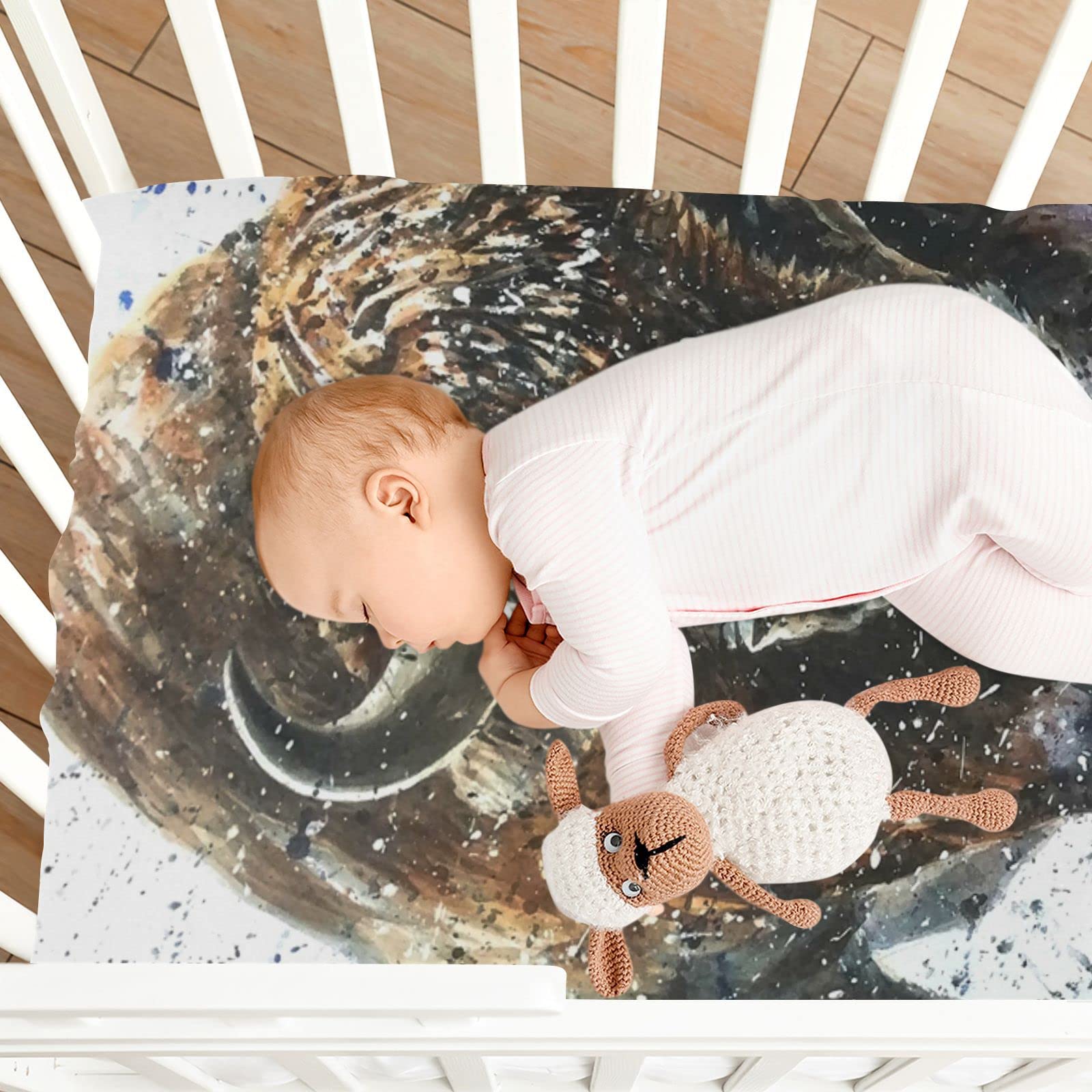 Spannbettlaken für Kinderbett, niedliches Büffel-Bison, weich, atmungsaktiv, pflegeleicht, Spannbetttuch für Babybett und Kinderbetten