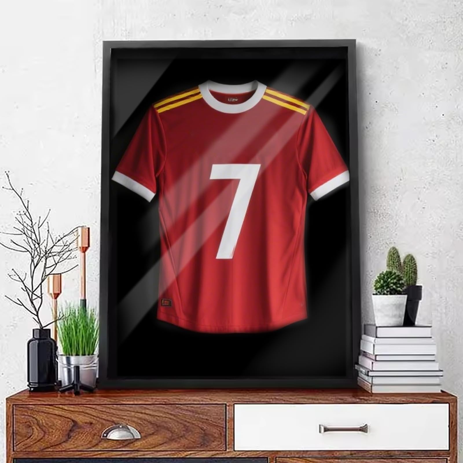 Cornice per maglietta da calcio, 600 mm x 800 mm, in legno e acrilico, kit telaio per maglietta da calcio per adulti, maglietta sportiva standard, maglietta da rugby, maglietta a fascia, nera