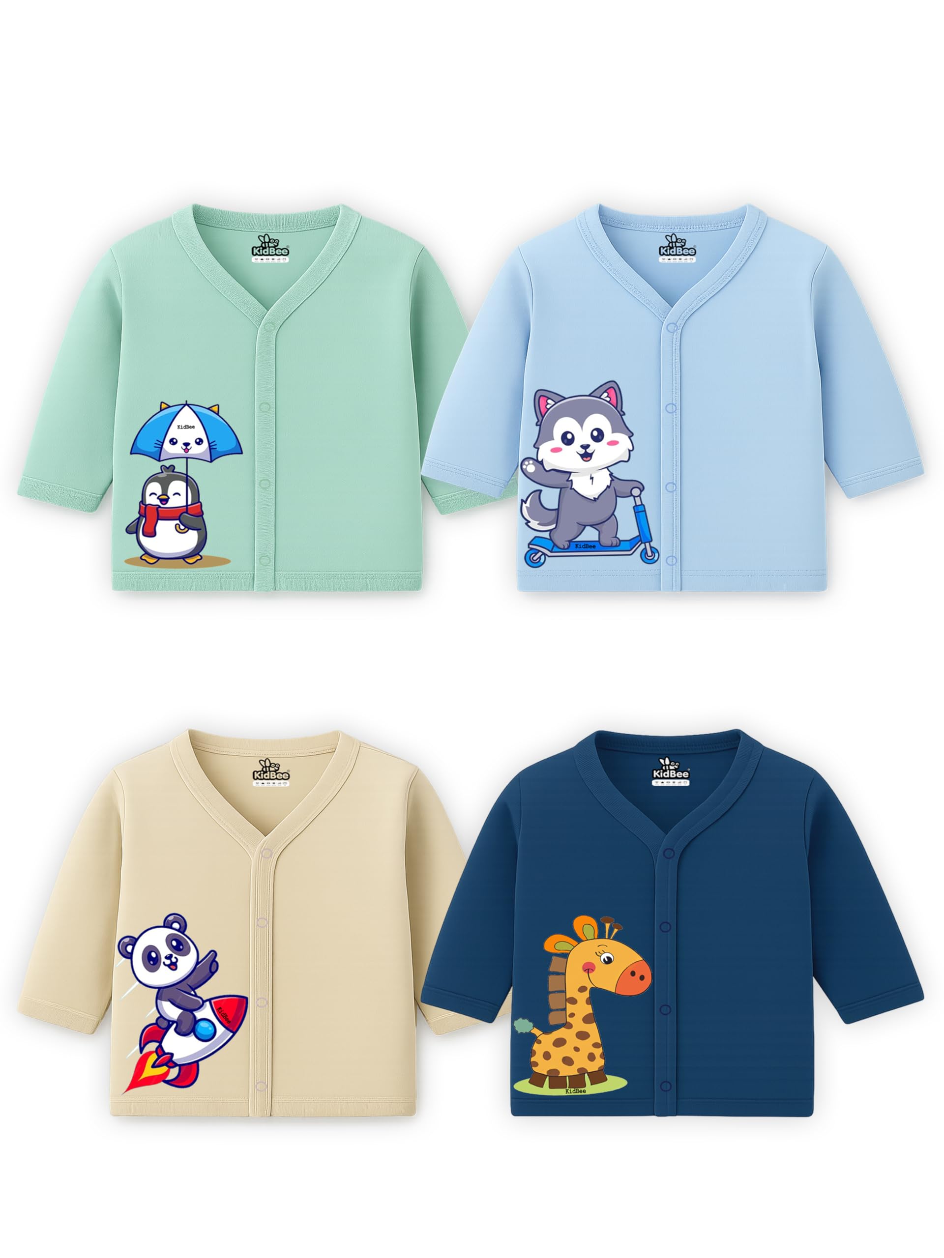 Unisex Baby Cotton Jabla Top, Front-Open, Full Sleeve Set of 4-image-3