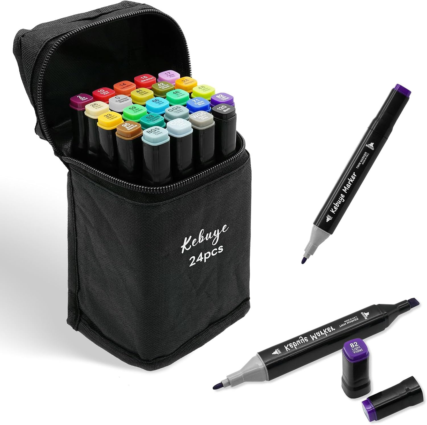 Kebuye Alcohol Markers 24 Colors, Drawing Markers for