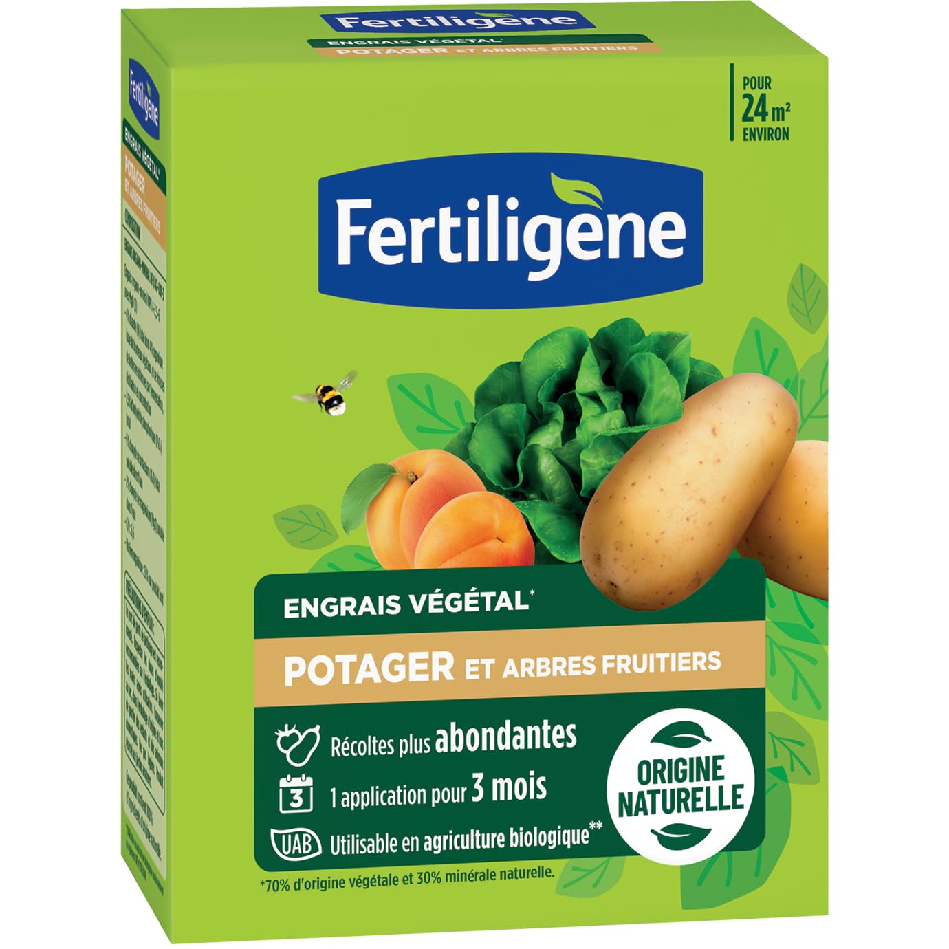 FERTILIGENE FEGPOT12 - Engrais Végétal Potager et Arbres Fruitiers 1,​2 kg - Des récoltes plus abondantes - Seulement 1 application en 3 mois - Jusqu'à 24 m² environ -​Produit 100% naturel avec zéolite