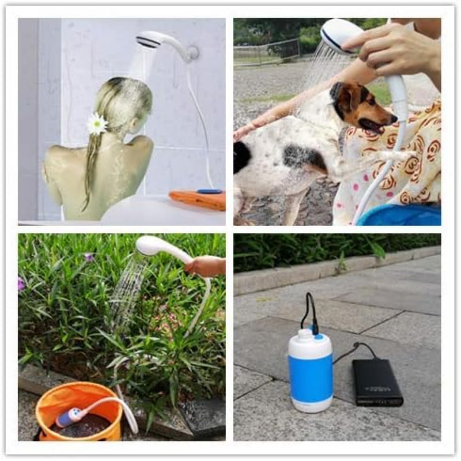 Kit Douche Camping, Douche Portable Pompe de Douche Électrique Rechargeable avec Tête de Douche Vanne D'arrêt et Batterie 4000mAH intégrée pour Extérieure,Camping
