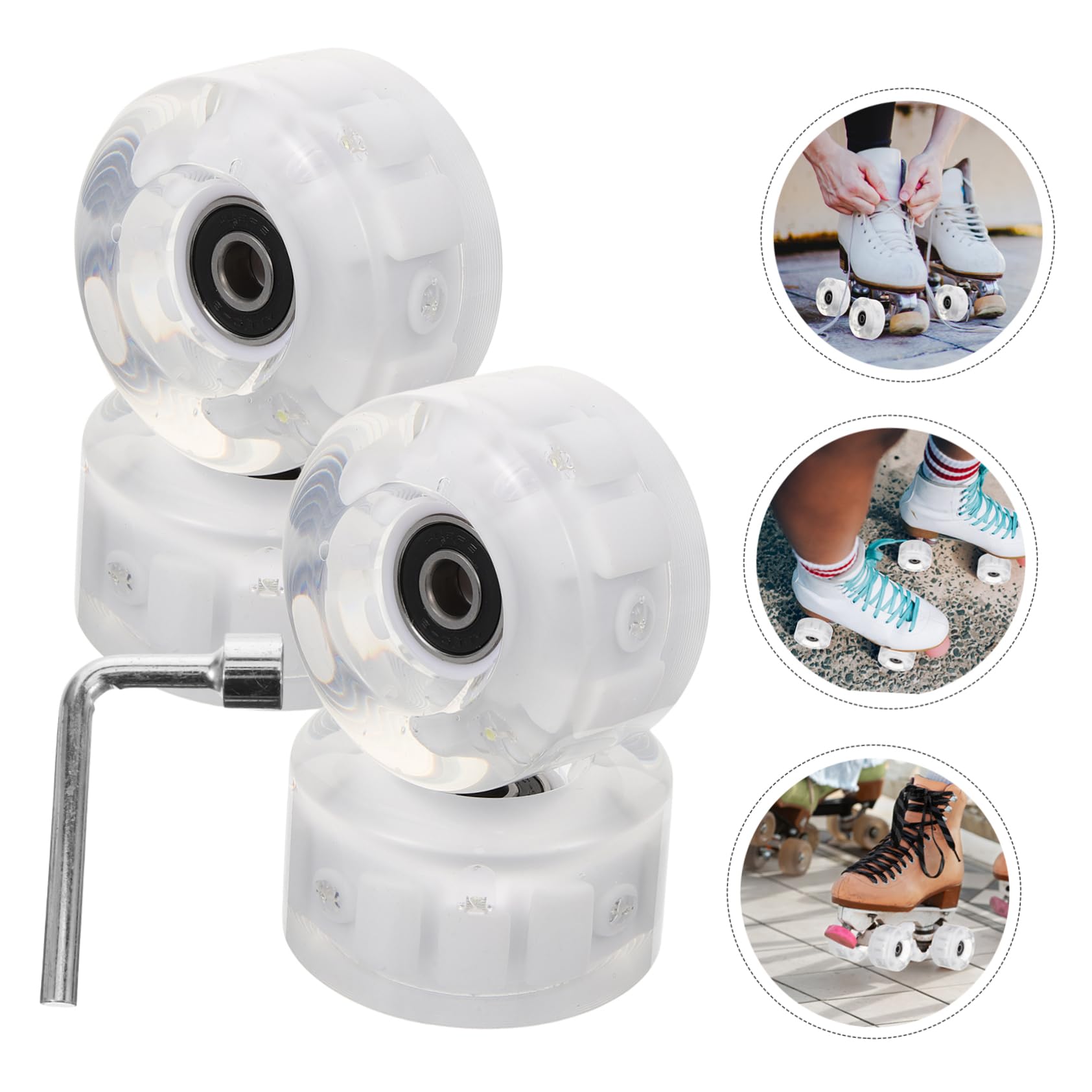 WHAMVOX Skate Shoes Wheels Light-up Wheels for Roller Skates Fashionable Design Easy to Install