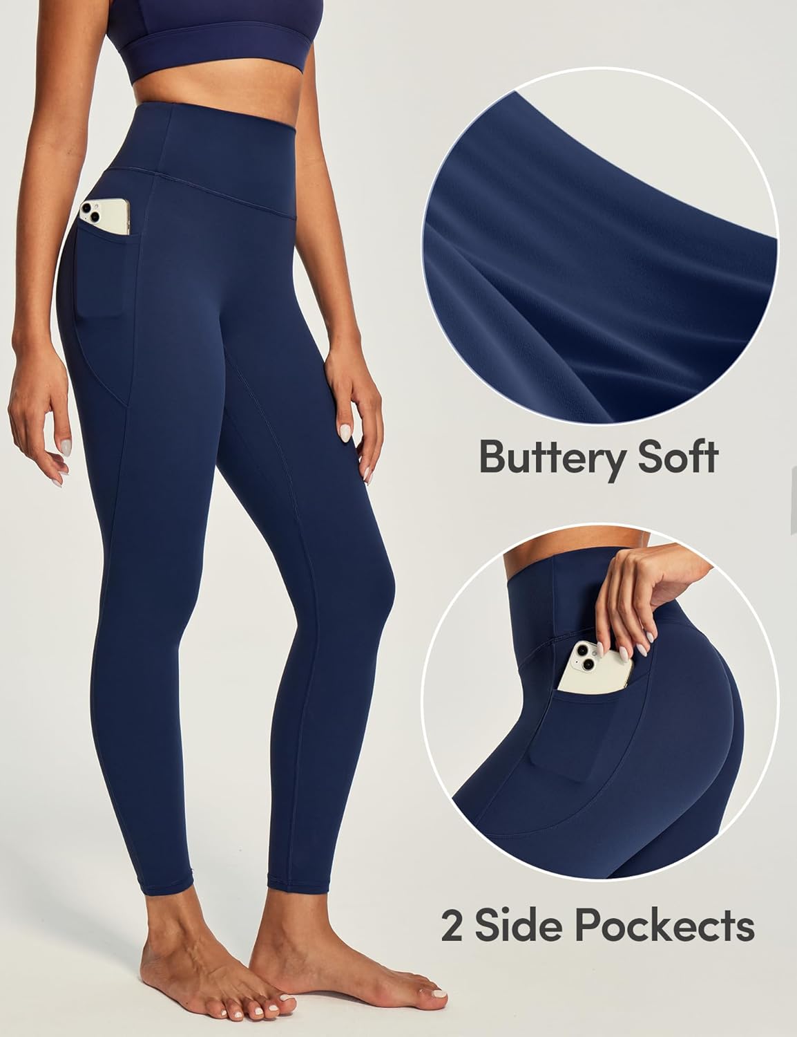 IUGA Invisible Scrunch Butt Lifting Leggings for Women No Front Seam Gym Leggings with Pockets Yoga Pants Tummy Control - Image 3