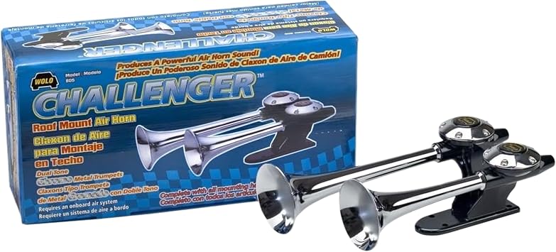 Wolo 805 Challenger Air Horn, Roof Mount, Dual Trumpets, 125 dB, Chrome