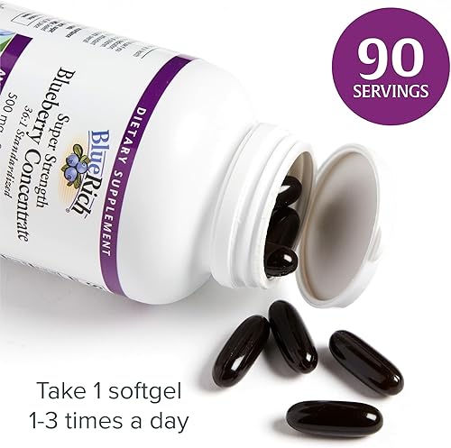 Miniatura 4 de BlueRich by Natural Factors, concentrado de arándanos súper fuerte, apoyo antioxidante para una buena salud general, 90 cápsulas blandas