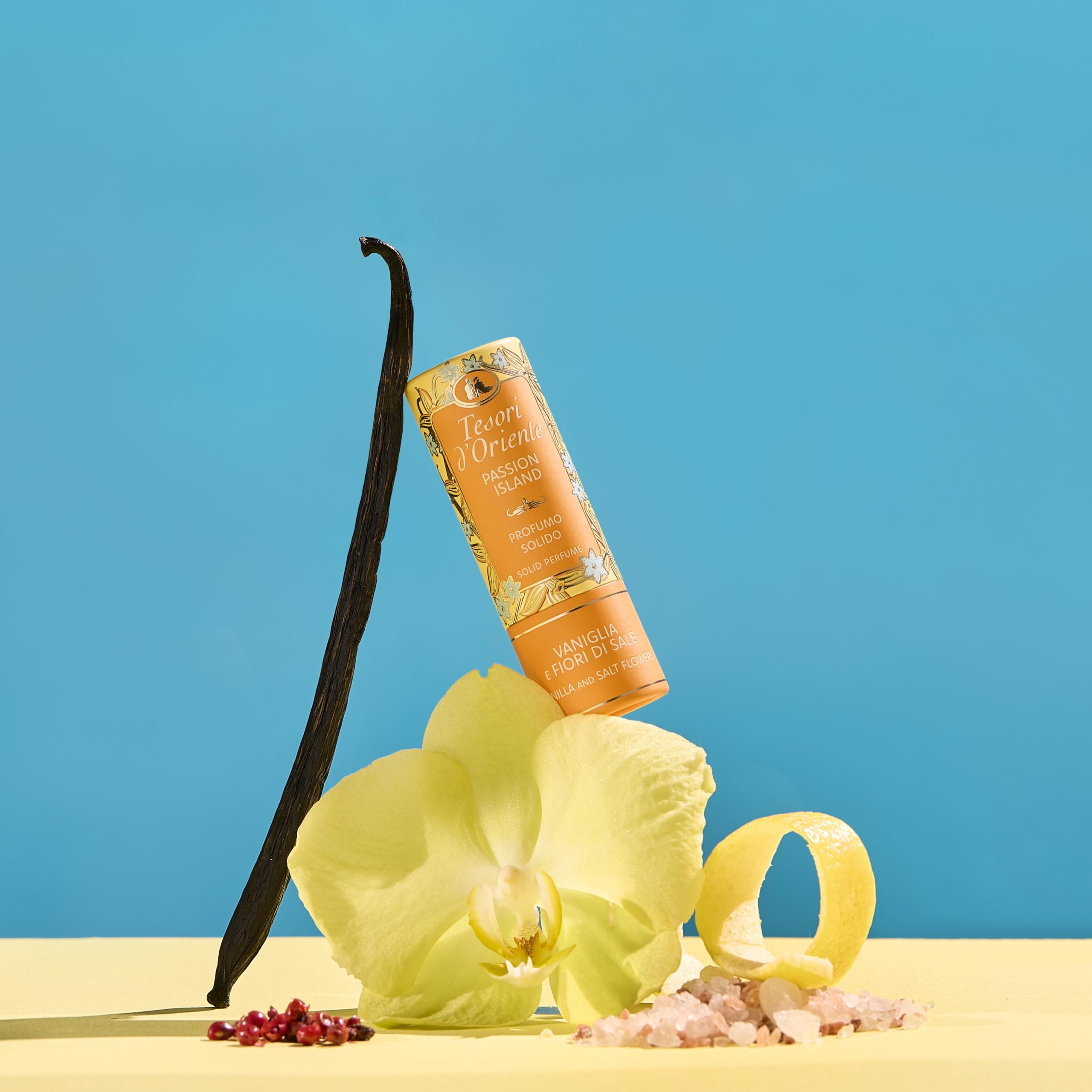 Tesori d'Oriente, Profumo Solido, Senza Acqua e Alcool, Vaniglia e Fior di Sale, Fragranza Avvolgente e Luminosa, 7gr