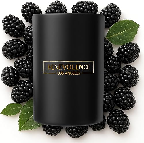 Benevolence LA Vela perfumada de bayas negras (Baies)  Regalo del día del padre para papá  Vela negra de cera de soja  Regalos para hombres
