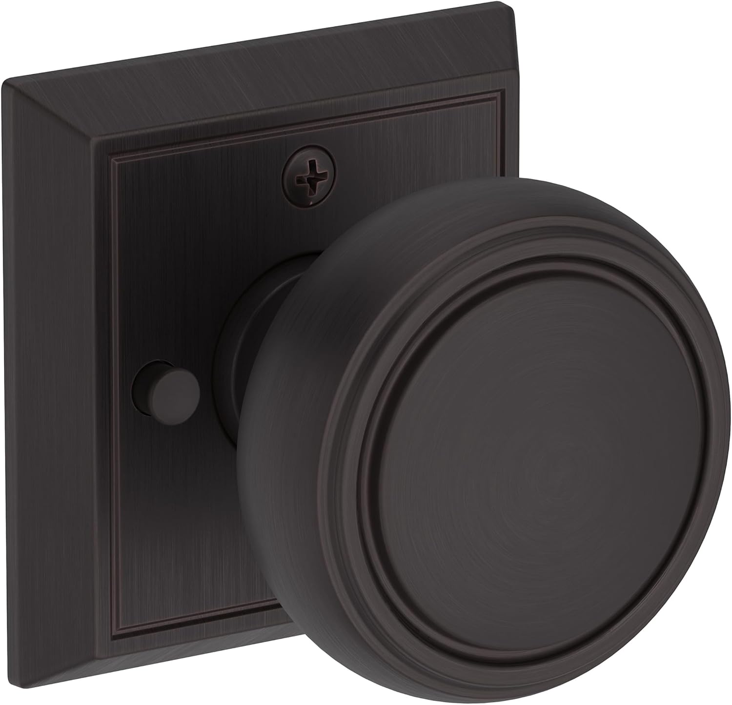 Baldwin PV.BRE.CHR Bremerton Privacy Door Knob Set with Chamfered Square Rose from the Reserve Collection - Lifetime Satin Brass