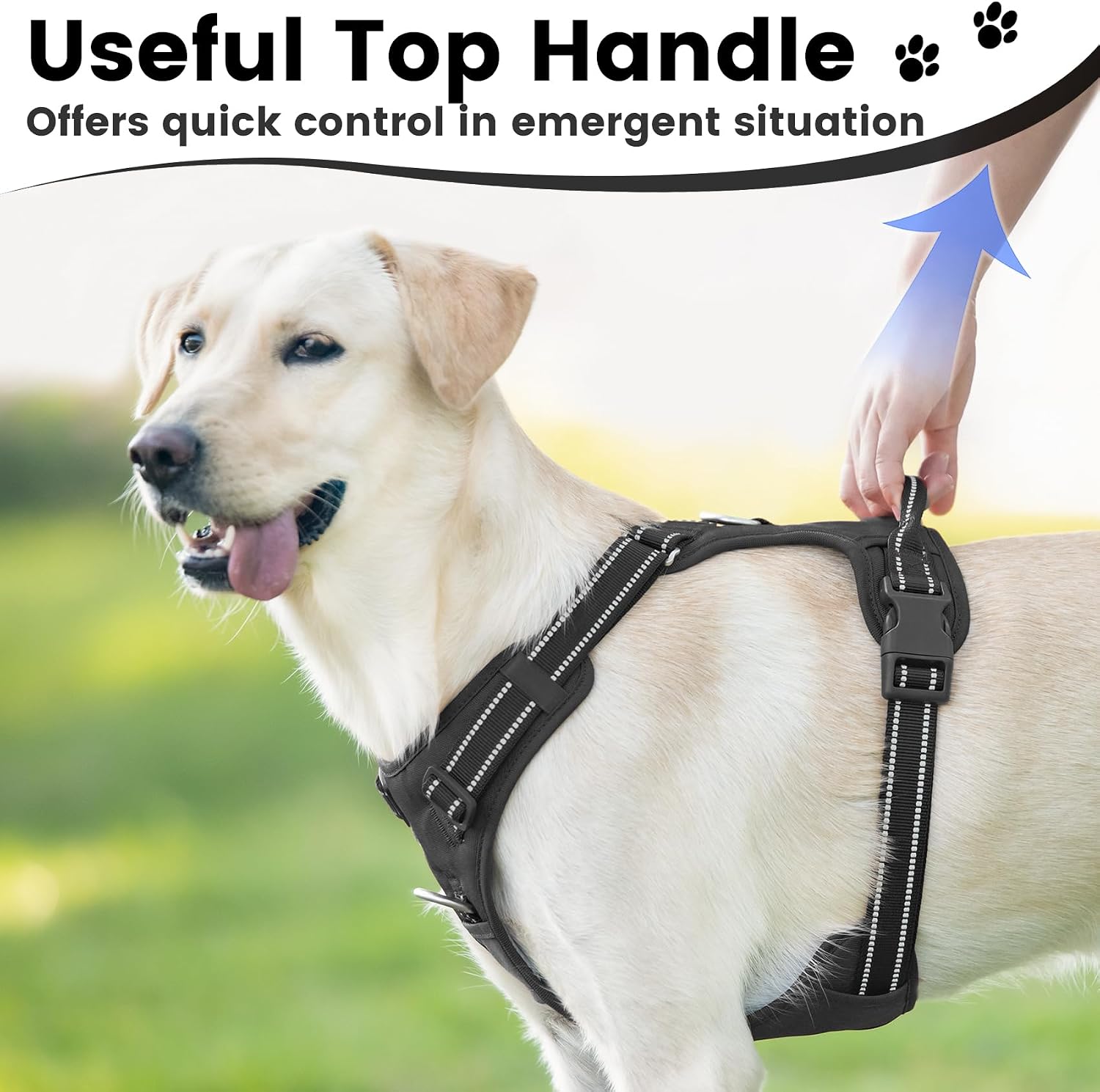 No Pull Dog Harness, Reflective Puppy Vest for Small Medium Large Sized Dog(Black,XS)