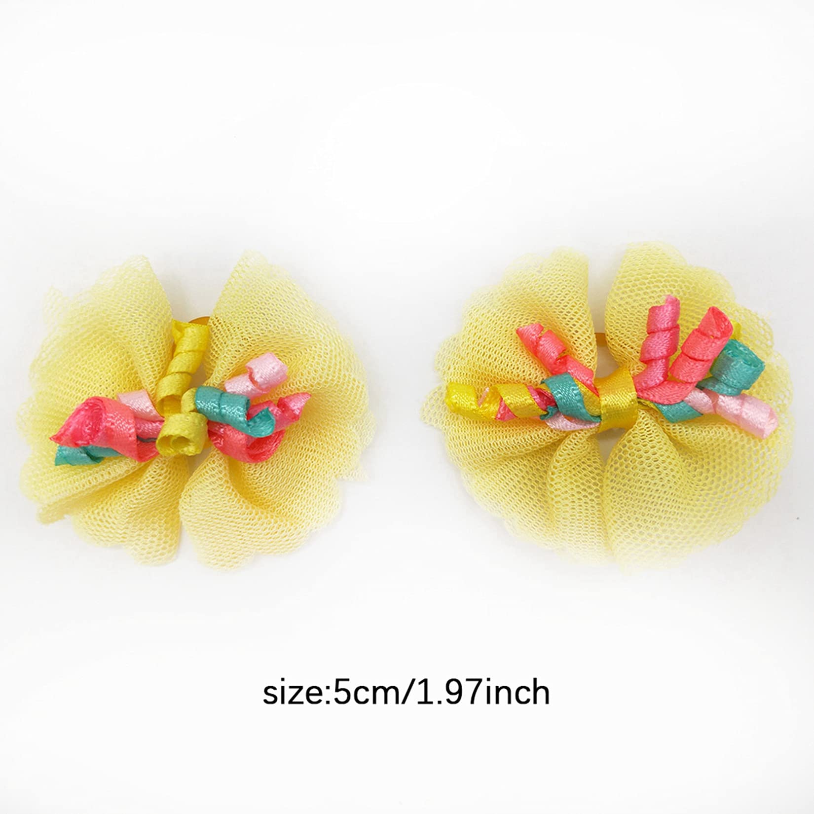 WofMeowGu 50pcs Dog Hair Bows Multicolored Color Hair Ties with Rubber Bands - Image 2