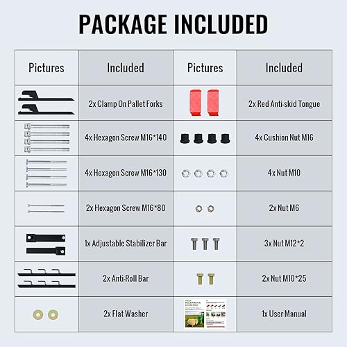 Miniatura 9 de MAHLER GATES Horquillas de palet de alta resistencia de 4000 libras con barra antivuelco, accesorio de tractor de 58.86 pulgadas con barra