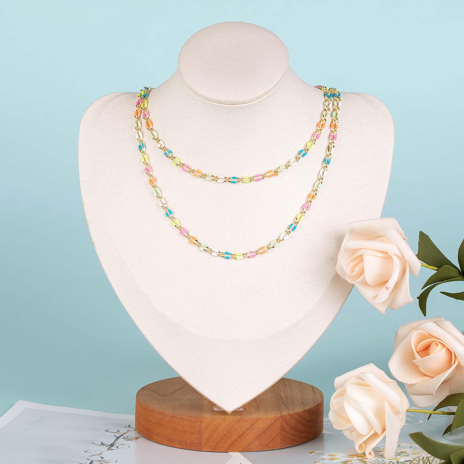KYUNHOO 4 metri di catena a goccia di olio colorato per la creazione di gioielli, catena in ottone placcato oro 16 K colori misti smalto collana donna braccialetto fai da te gioielli forniture