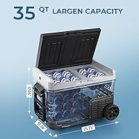 Vista 4 de EUHOMY Refrigerador de 12 voltios, enfriador eléctrico de doble zona de 35 cuartos (33 litros), congelador portátil de 12 V/24 V CC 110-240 V CA