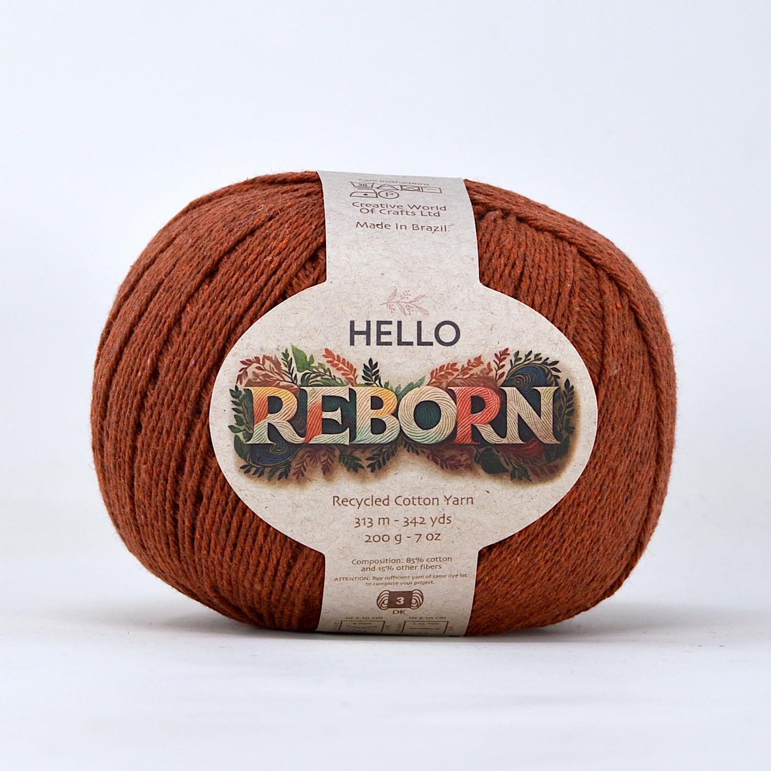 Reborn Recycled Cotton - Chocolate - 200g DK Crochet/Knitting Yarn