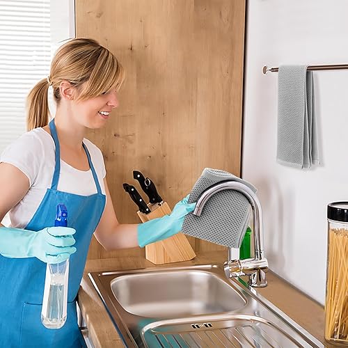 Miniatura 583 de Kitinjoy - Paños de cocina 100% algodón, paquete de 6 paños de cocina ultra suaves y absorbentes para secar platos, toallas de cocina de secado