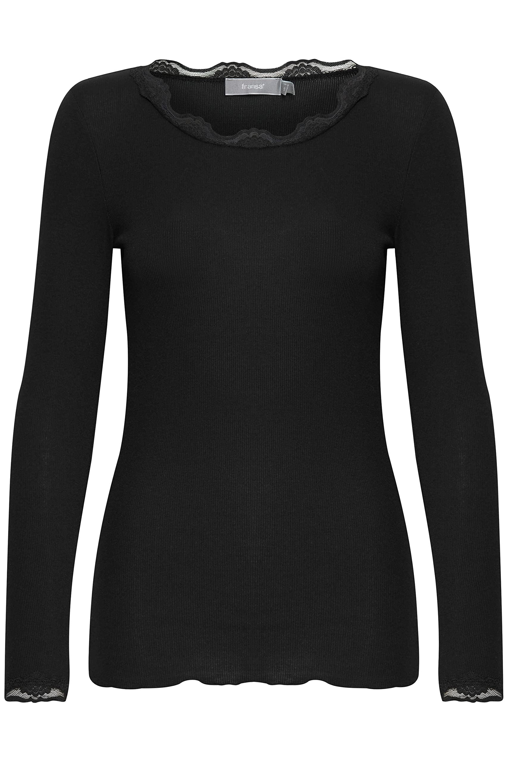 Fransa Women's Noir Long Sleeve T-Shirt Hizamond 2