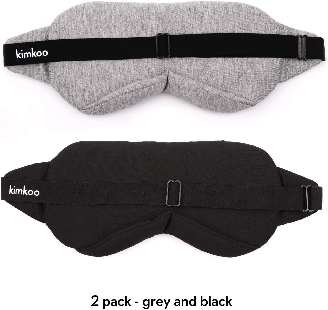 Kimkoo Sleep Mask-Eye Mask for Sleeping, Sleeping Mask Blocking Out Light Perfectly for Women and Men, Soft and Comfortable Blindfold for Travelling, with Pouch (Black+Gray)