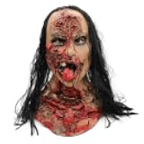 Bulex Halloween Horror Grimace Ghost Mask Scary Zombie Emulsion Skin with Hair Red