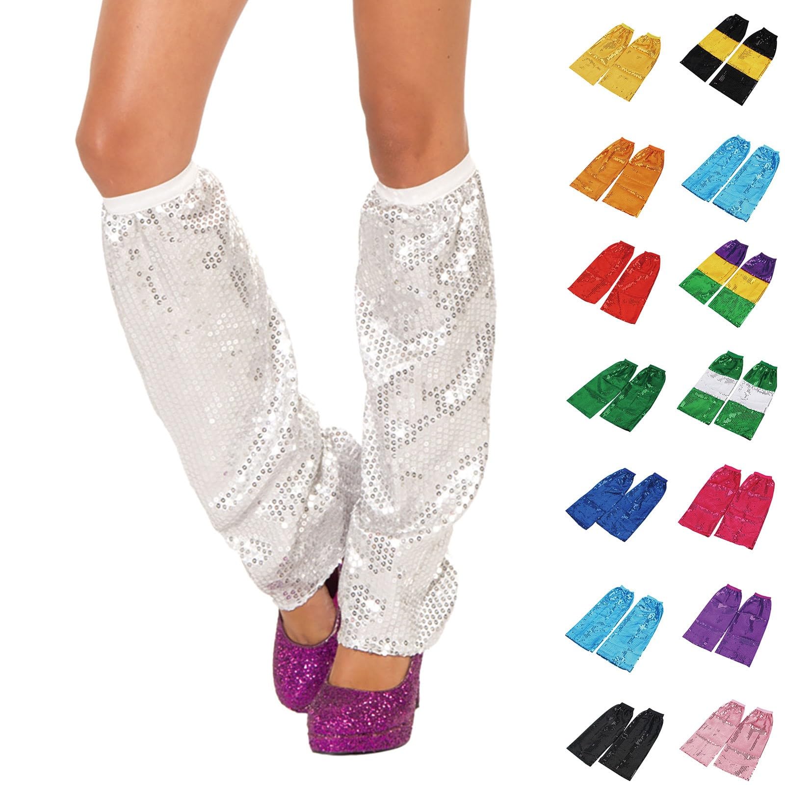 Sequins Leg Warmers 80 Dance Knee High Leg Socks for Women Girls Leg Warmers Cover Gifts Ggold Leg