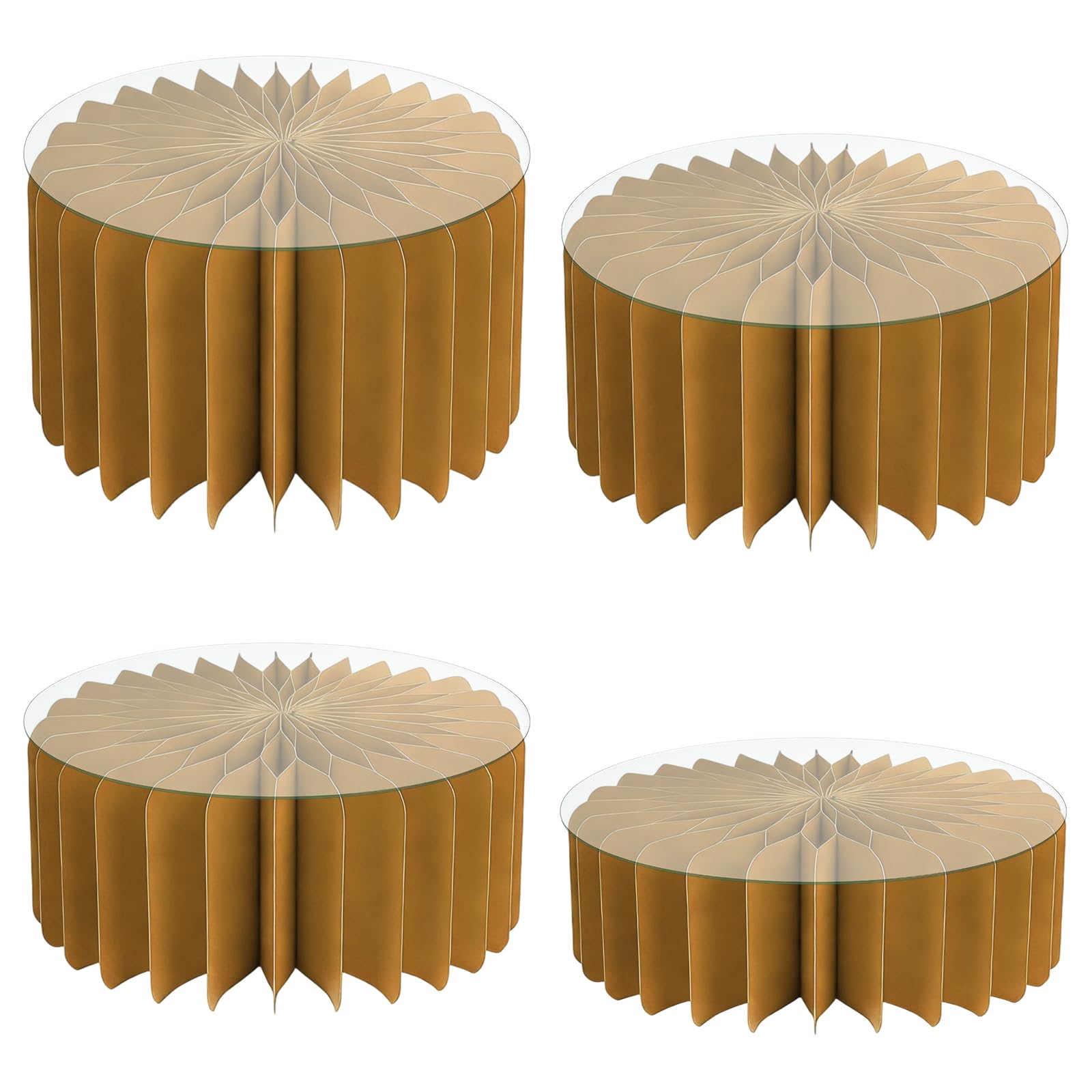 Kalttoy Of 4 Sturdy Paper Dessert Stands Foldable Stackable Design Display Holders for Multiple Levels Presentation in Event Stackable Stands
