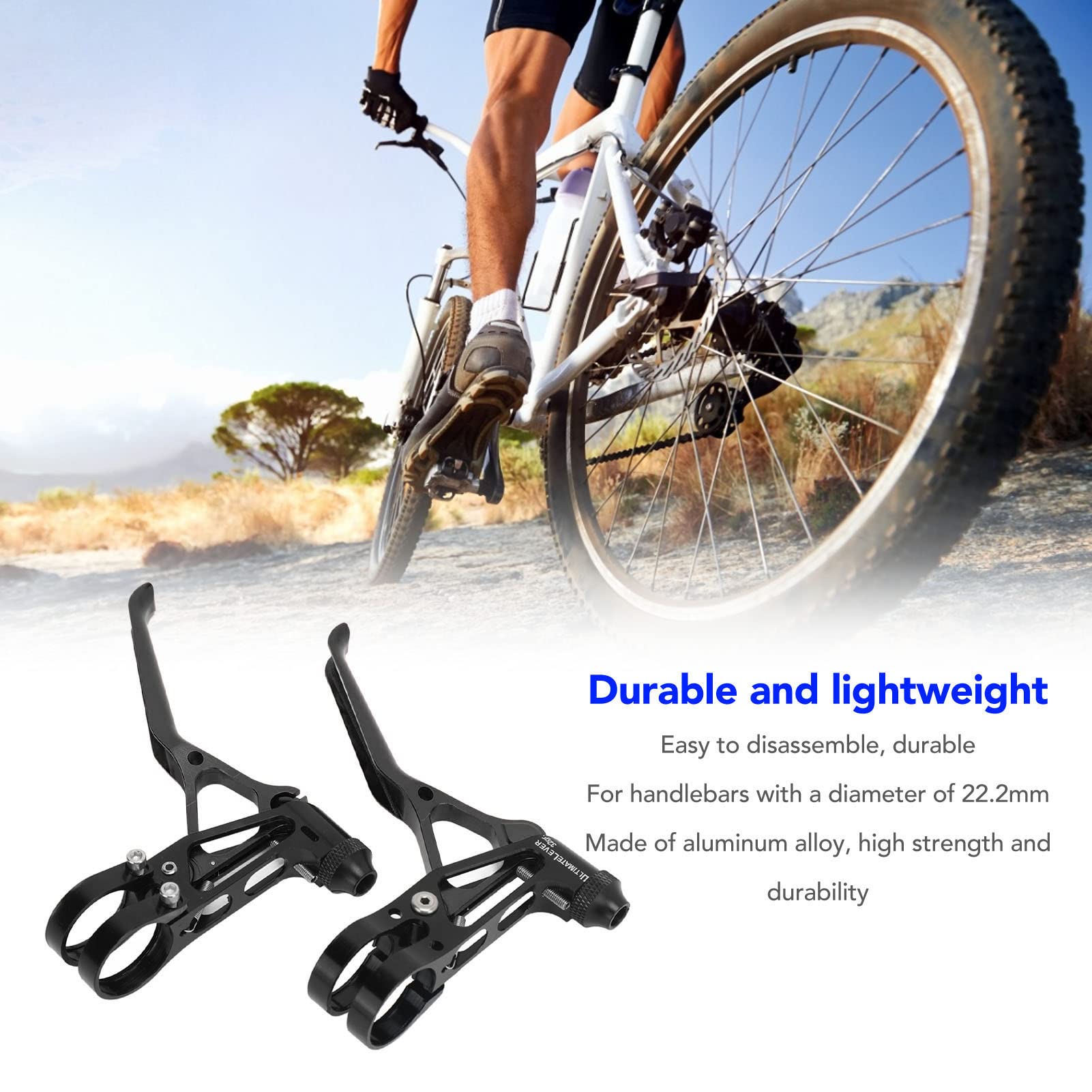 Leve freno bici in lega di alluminio, leggere, ergonomiche, regolabili, manubrio da 22,2 mm, universali per bici da strada e mountain (Nero)