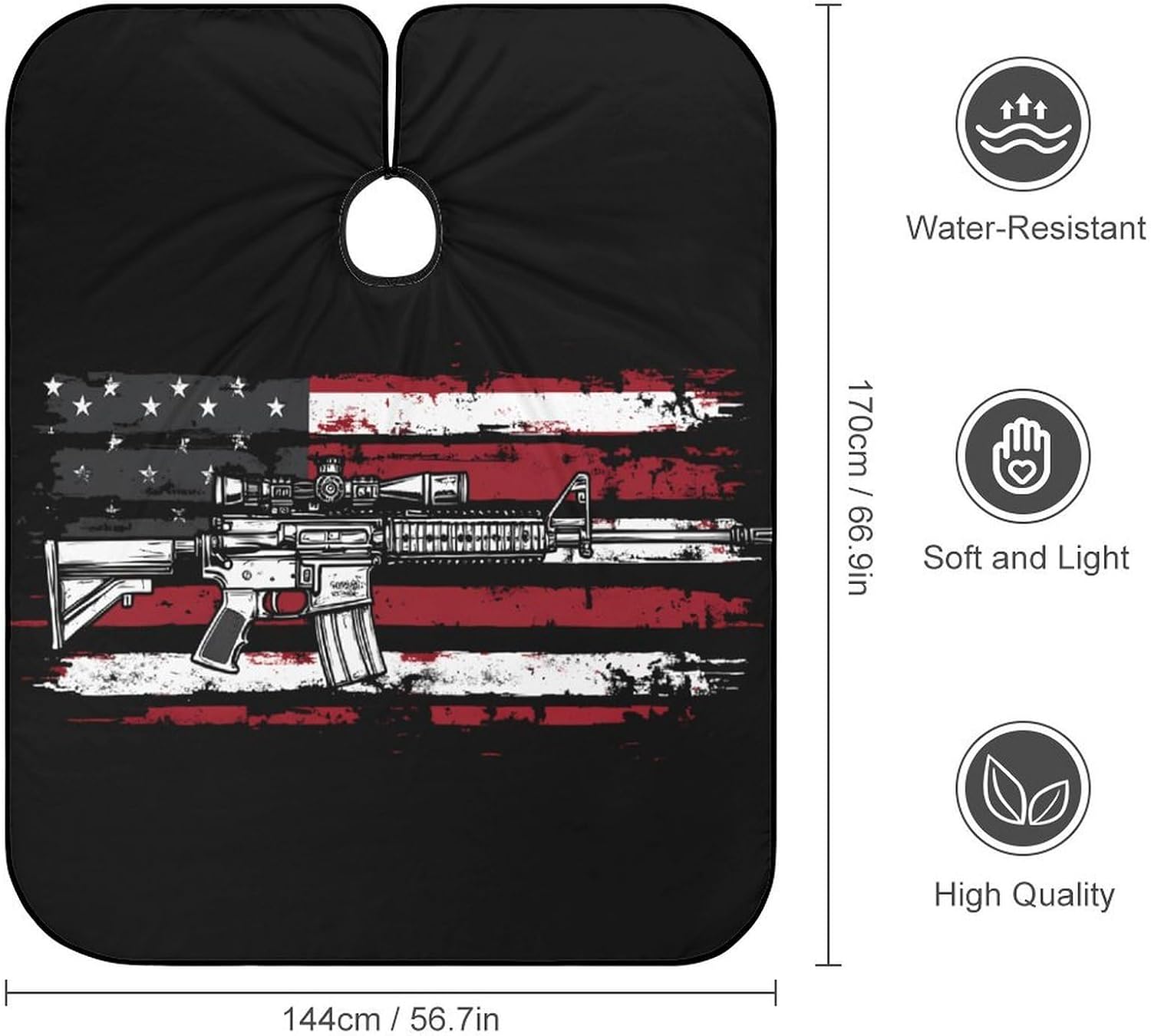U.S Flag Guns Military Barber Cape Professional Hair Cutting Apron Hairdresser Cape for Men Women