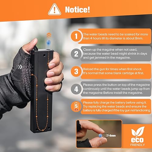 Miniatura 6 de Lanzadores automáticos con cuerpo de nailon de 170 FPS y rango de 70 pies, modo automático y manual de disparo al aire libre, a partir de 18 años