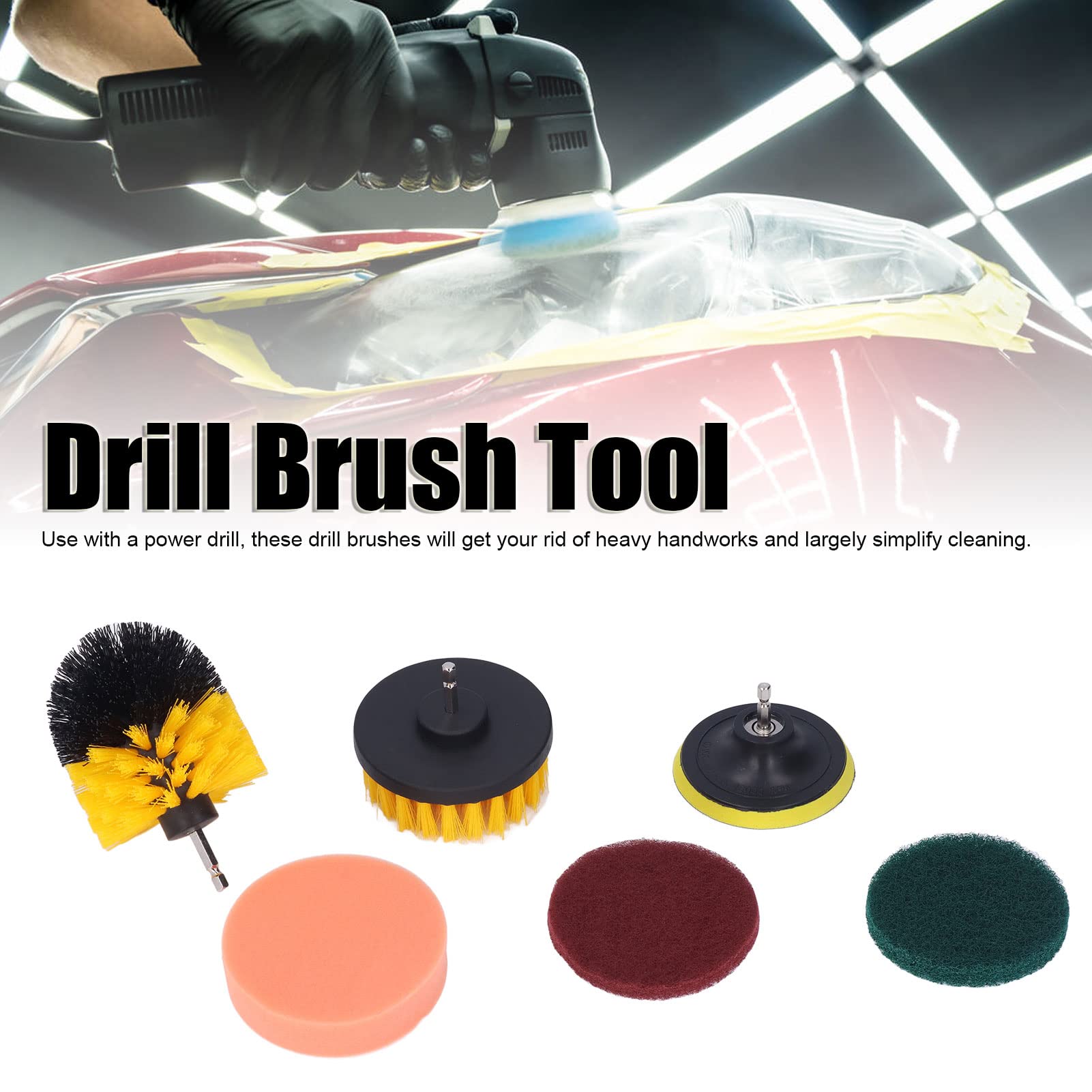 ANKROYU 6PCS Drill Brush, PP Drill Scrubber Brush, Multi Purpose Scrubbing Brushes, Hex Shank Cleaning Brushes for Showers Toilets Sinks Swimming Pools
