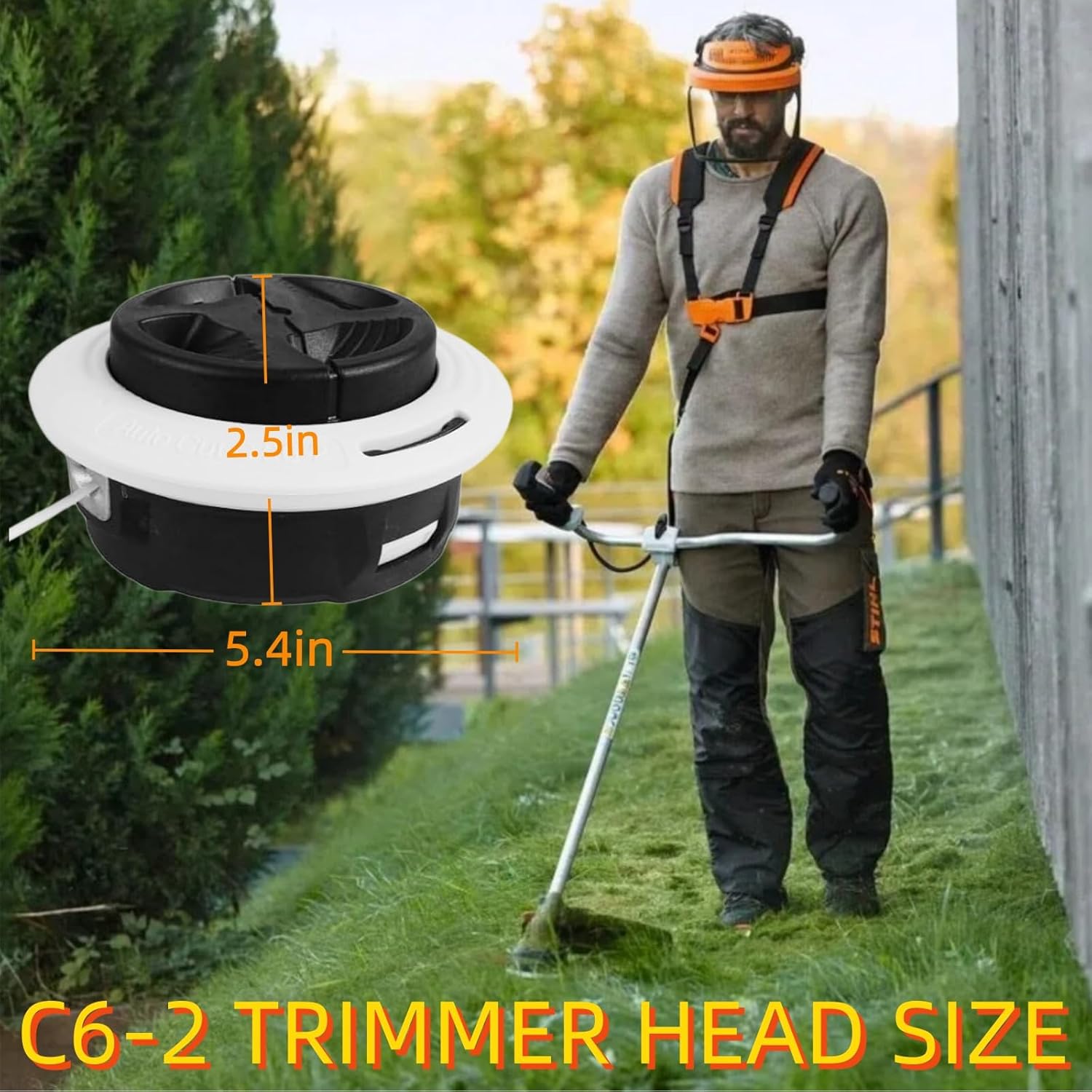 C26-2 FS131r Trimmer Head Replacement 2-Pack, Bump Feed String Trimmer Head Fits STIHL FS131 FS131R FS55 FS55R FS56 FS56RC FS70 FS70R FS80 FS85 FS90 FS90R FS91 FS94 FS110 FS120 FS130 FS240 FS250