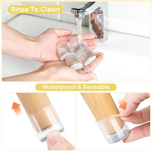 Miniatura 30 de BALEINE - Protectores de silicona para patas de silla, tapas protectoras de patas de taburete, tapas antideslizantes para patas de silla para suelos